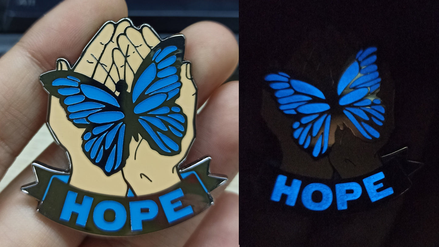 Hope Butterfly - Glow in the Dark Hard Enamel Pin