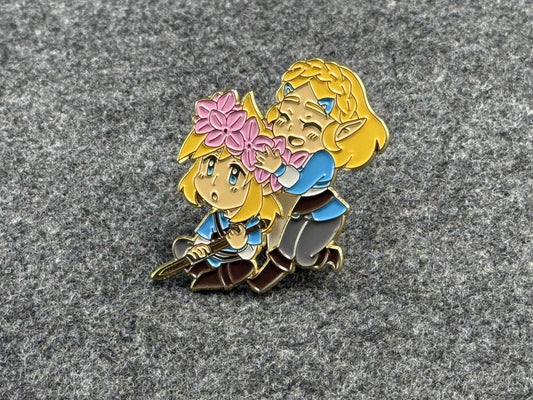 BOTW - ZeLink Flower Crown- Soft Enamel Pin + Postcard Print